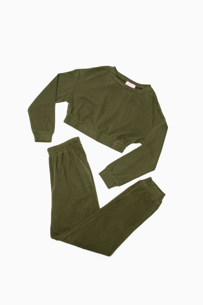 Two-Piece Lounge Set - Olive Green